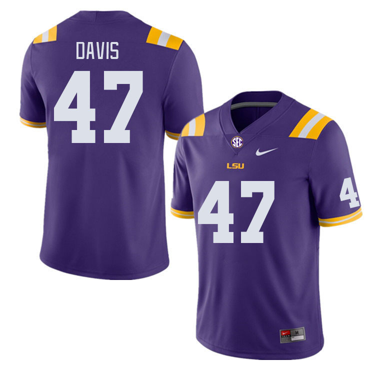 Men #47 Jake Davis LSU Tigers College Football Jerseys Stitched-Purple - Click Image to Close